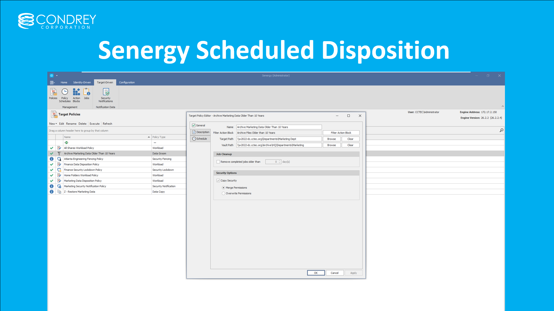Senergy Scheduled Disposition