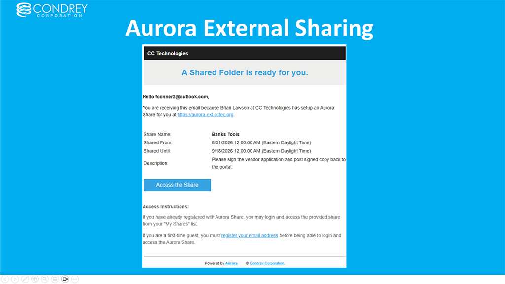 Aurora External File sharing